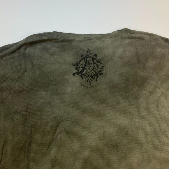 AFFLICTION Oversized Long Sleeve Thermal TEE T SHIRT Sz Mens XL Green - Picture 3 of 4